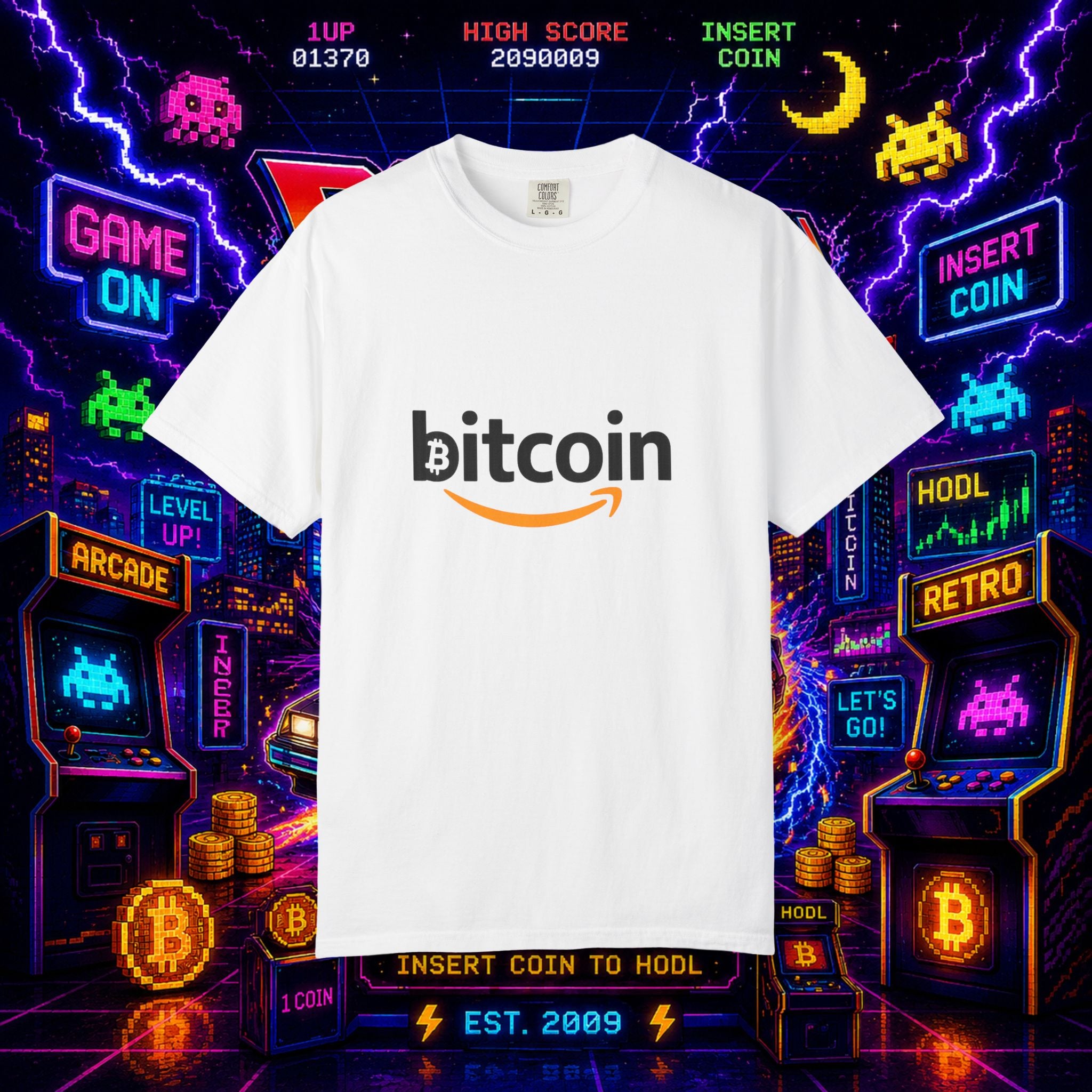 Bitcoin Logo T-Shirt — Crypto Amazon Parody Tee