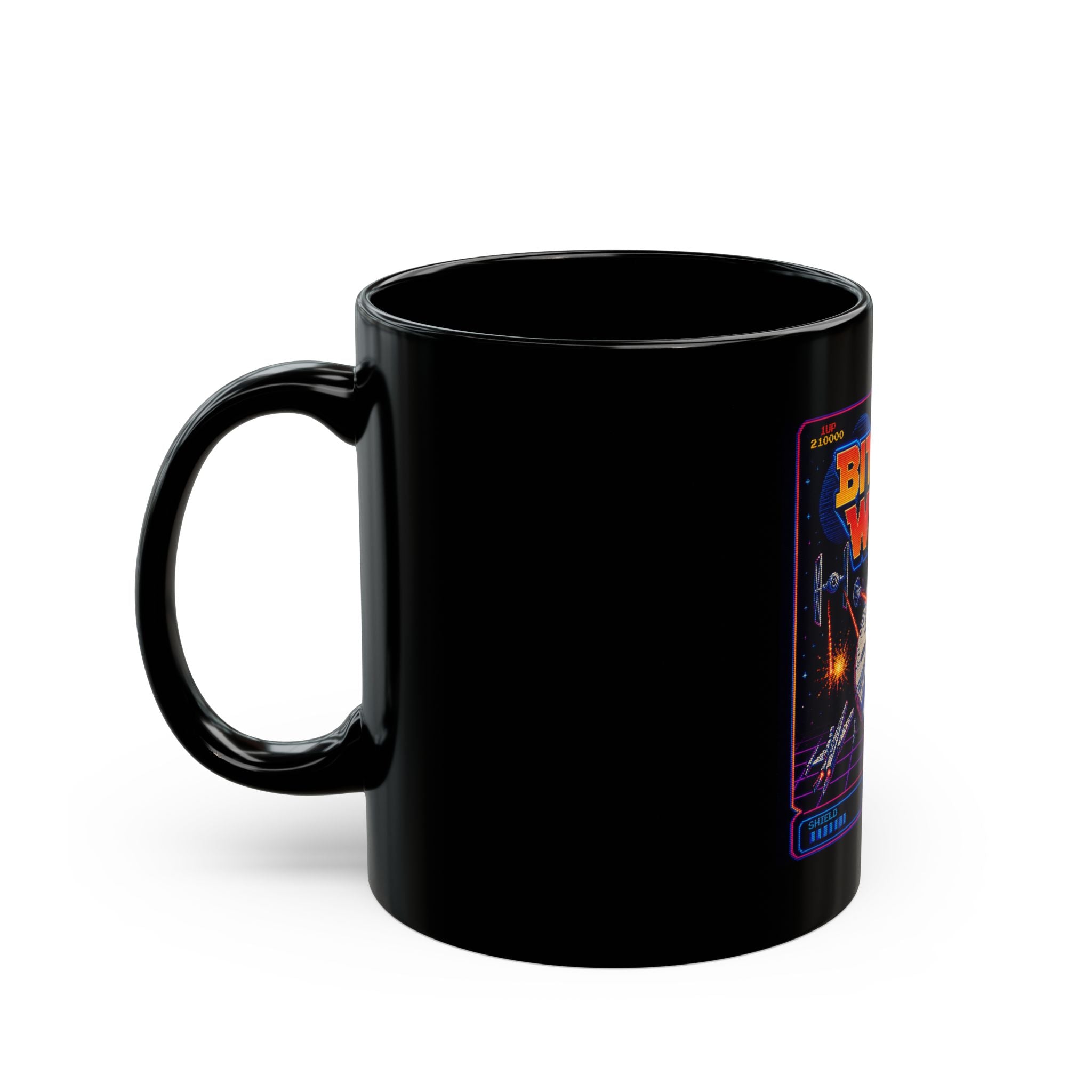 Bitcoin Wars Mug — Retro Space Arcade Cryptocurrency Coffee Cup