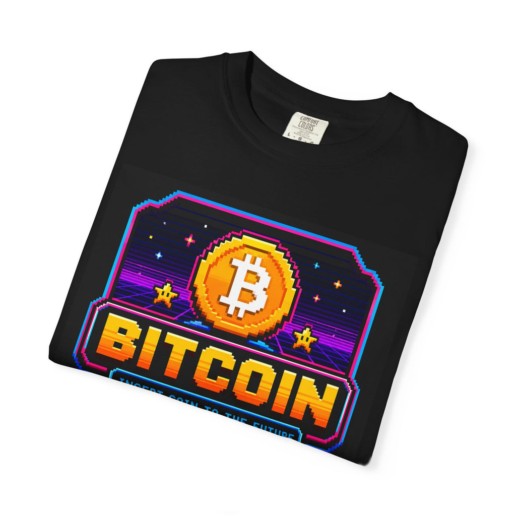 Bitcoin Retro Arcade T-Shirt — 'Bitcoin: Insert Coin to the Future' Tee