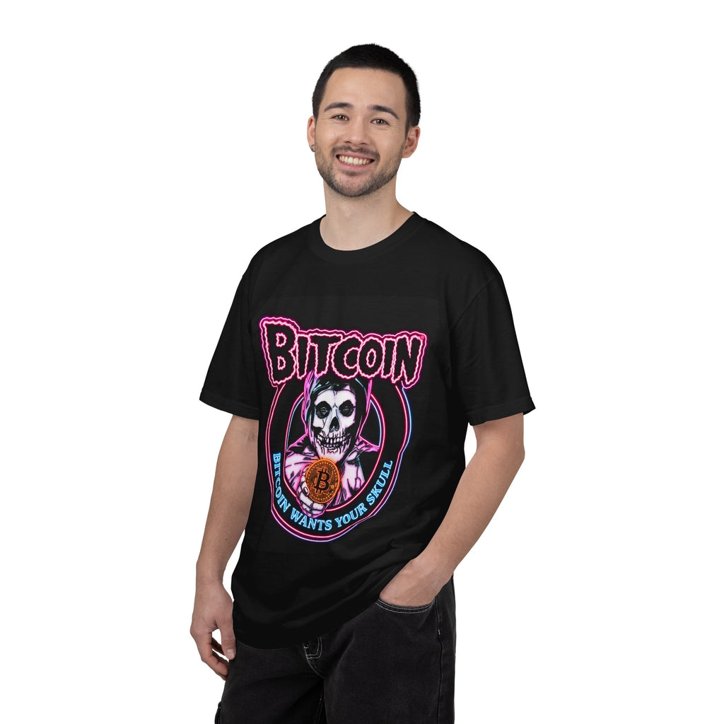 Bitcoin Skull T-Shirt — "Bitcoin Wants Your Skull" Crypto Gothic Tee