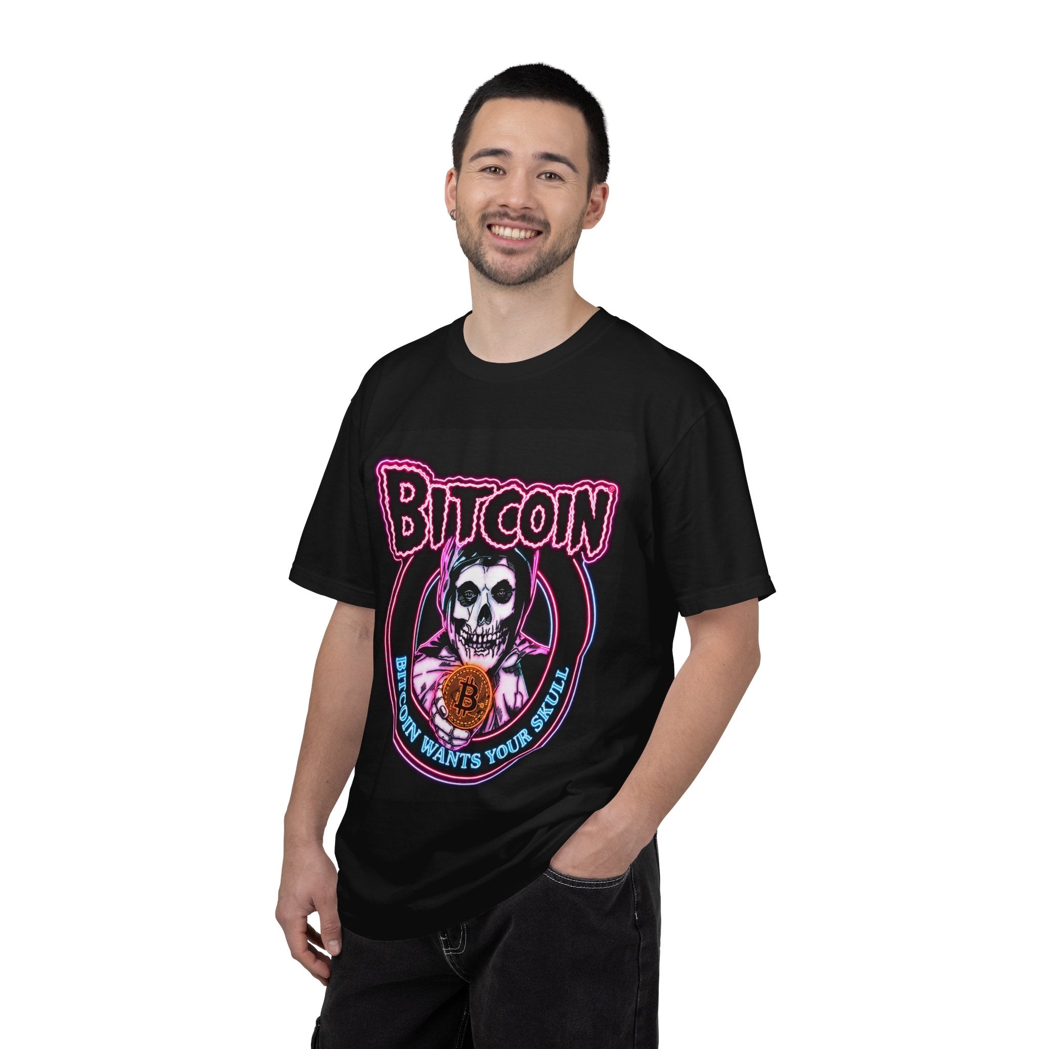 Bitcoin Skull T-Shirt — "Bitcoin Wants Your Skull" Crypto Gothic Tee