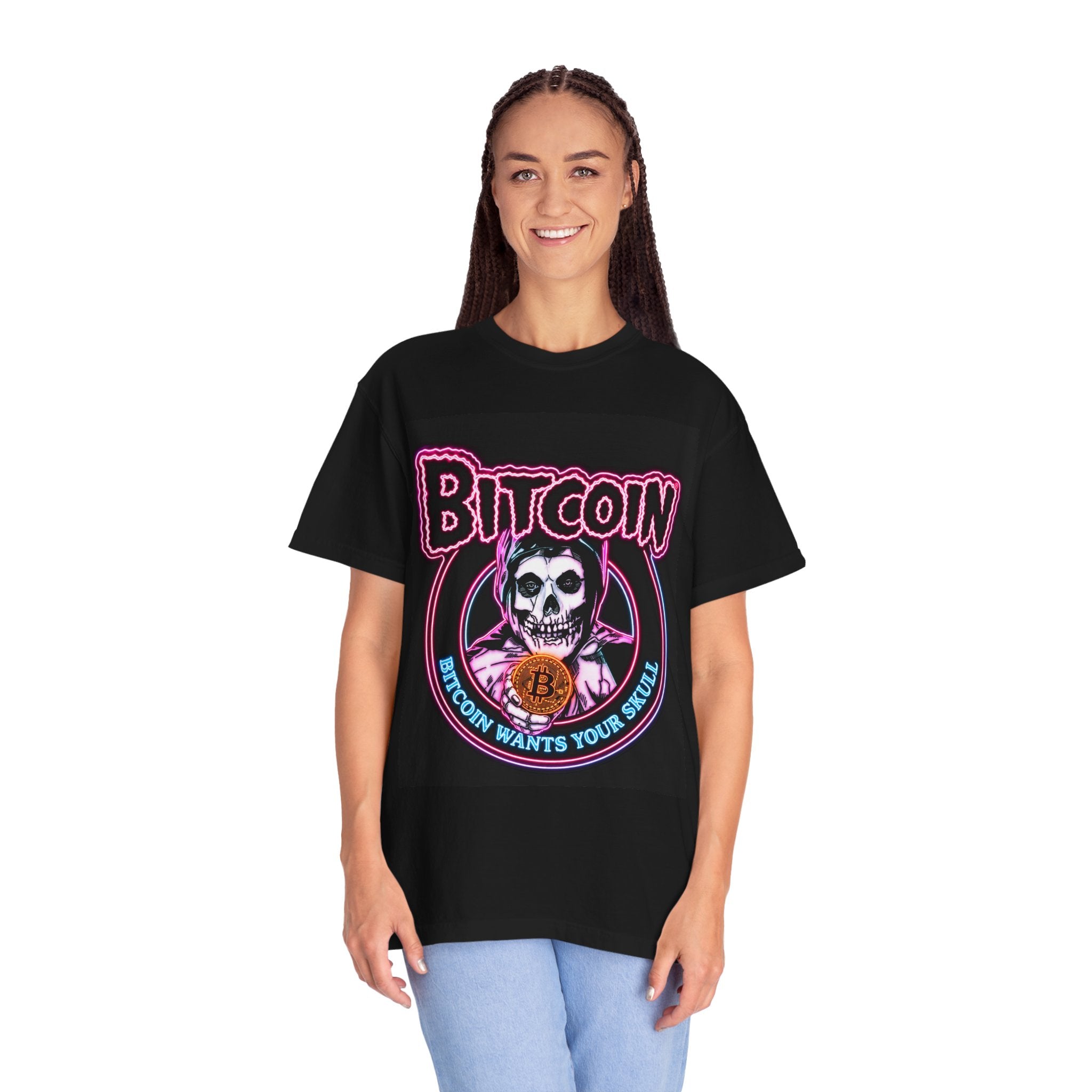 Bitcoin Skull T-Shirt — "Bitcoin Wants Your Skull" Crypto Gothic Tee