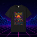 T-Shirt — Retro Arcade Racing ‘Level Up’ Graphic Tee (Sunset DeLorean, 63,237.89)