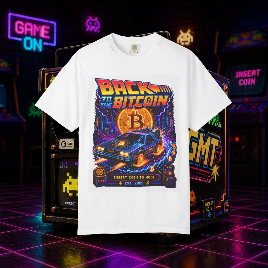 Back to the Bitcoin T-Shirt — Retro 80s Crypto Graphic Tee