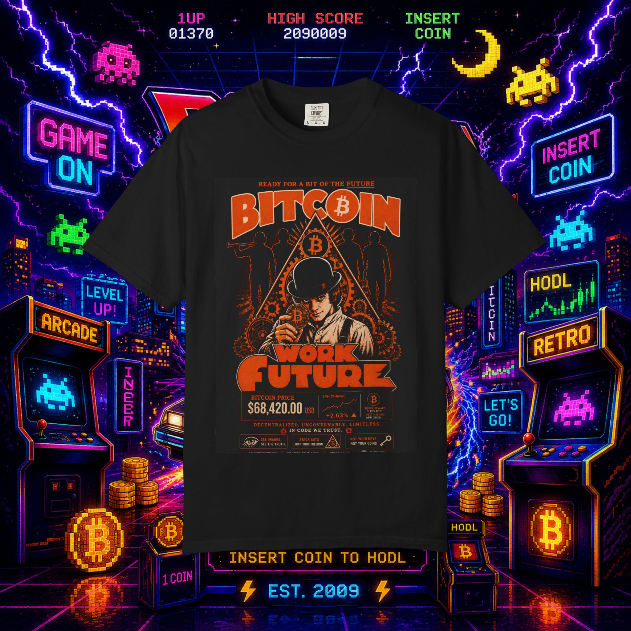 Bitcoin HODL Retro Poster T-shirt | Crypto Future Tee