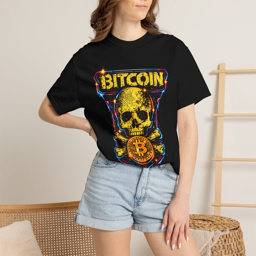 Bitcoin Skull Tee — Retro Crypto Graphic T-Shirt
