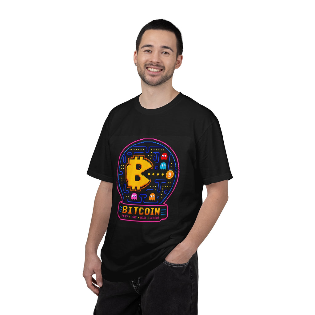 Bitcoin Arcade T-Shirt — Retro Pixel Gaming Crypto Tee