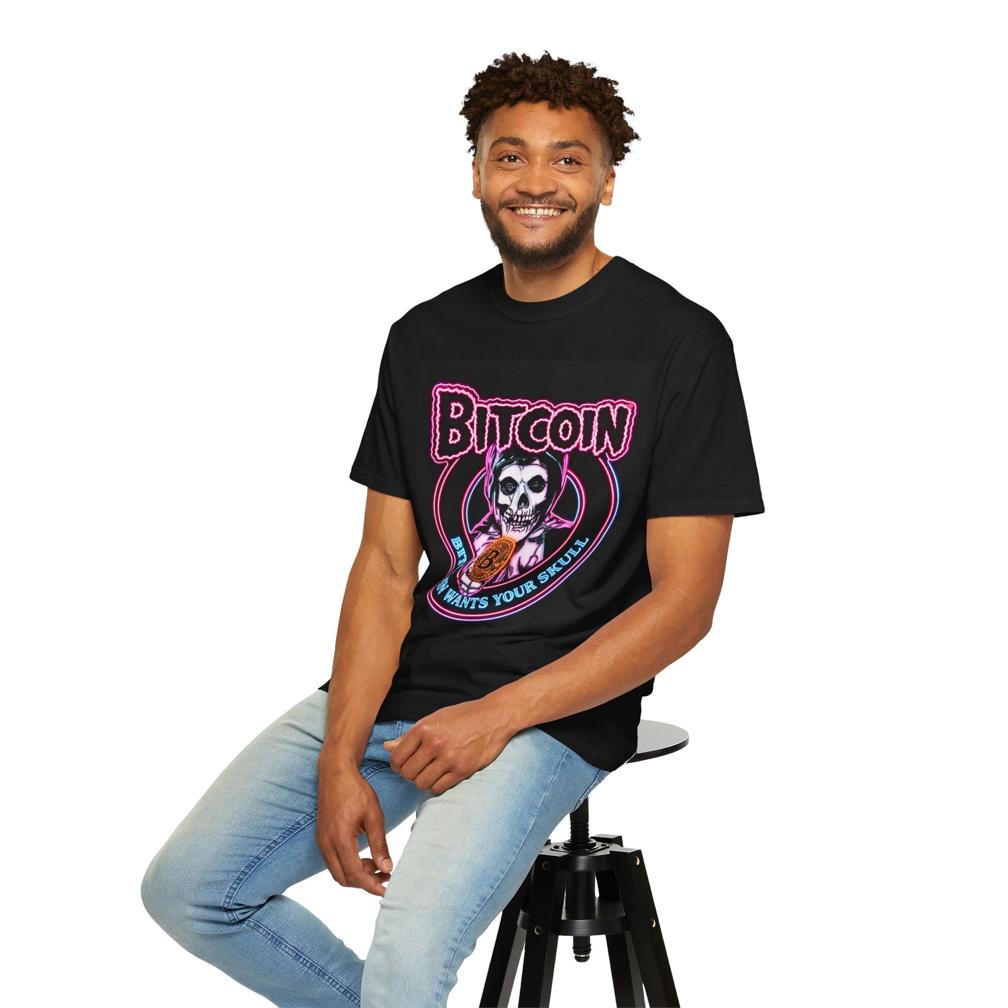 Bitcoin Skull T-Shirt — "Bitcoin Wants Your Skull" Crypto Gothic Tee