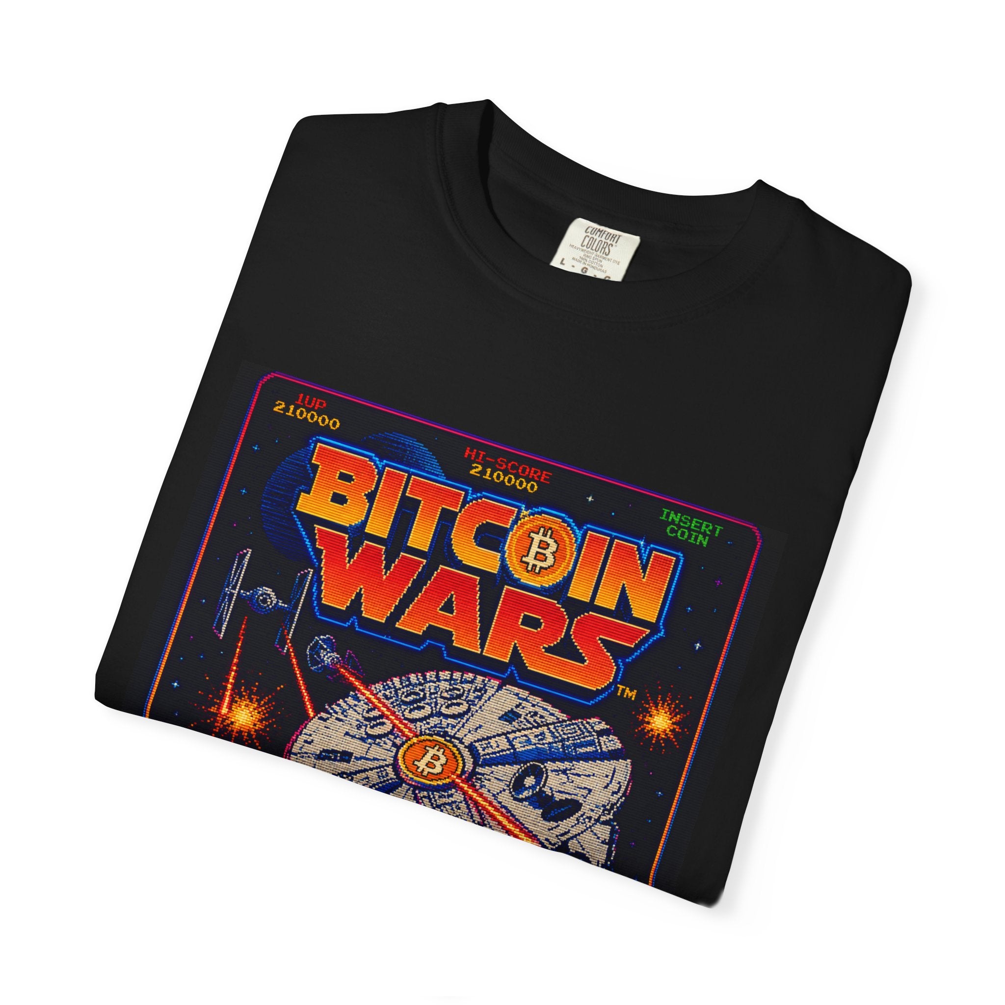 Bitcoin Wars Graphic T-Shirt — Retro Space Battle Crypto Tee