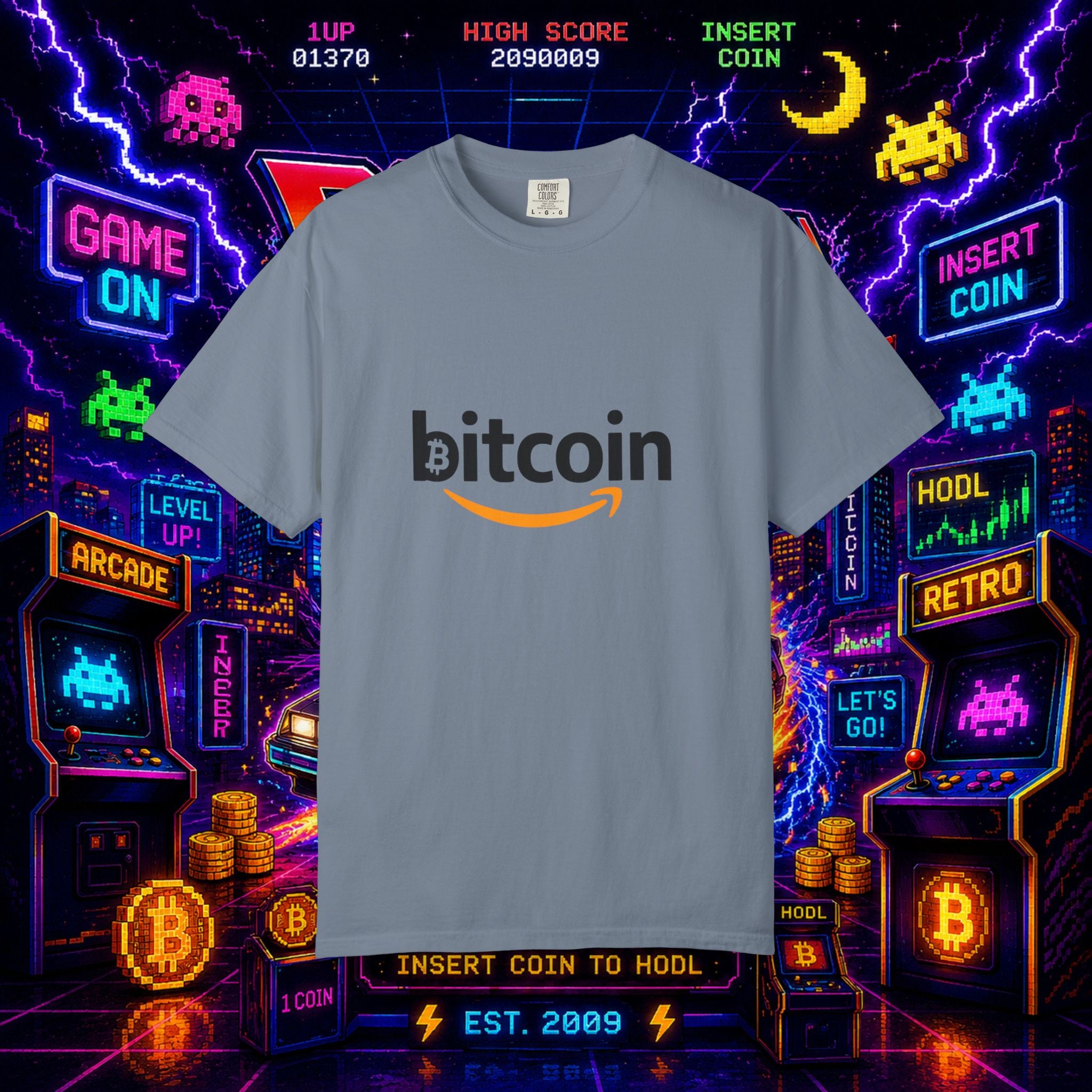 Bitcoin Logo T-Shirt — Crypto Amazon Parody Tee