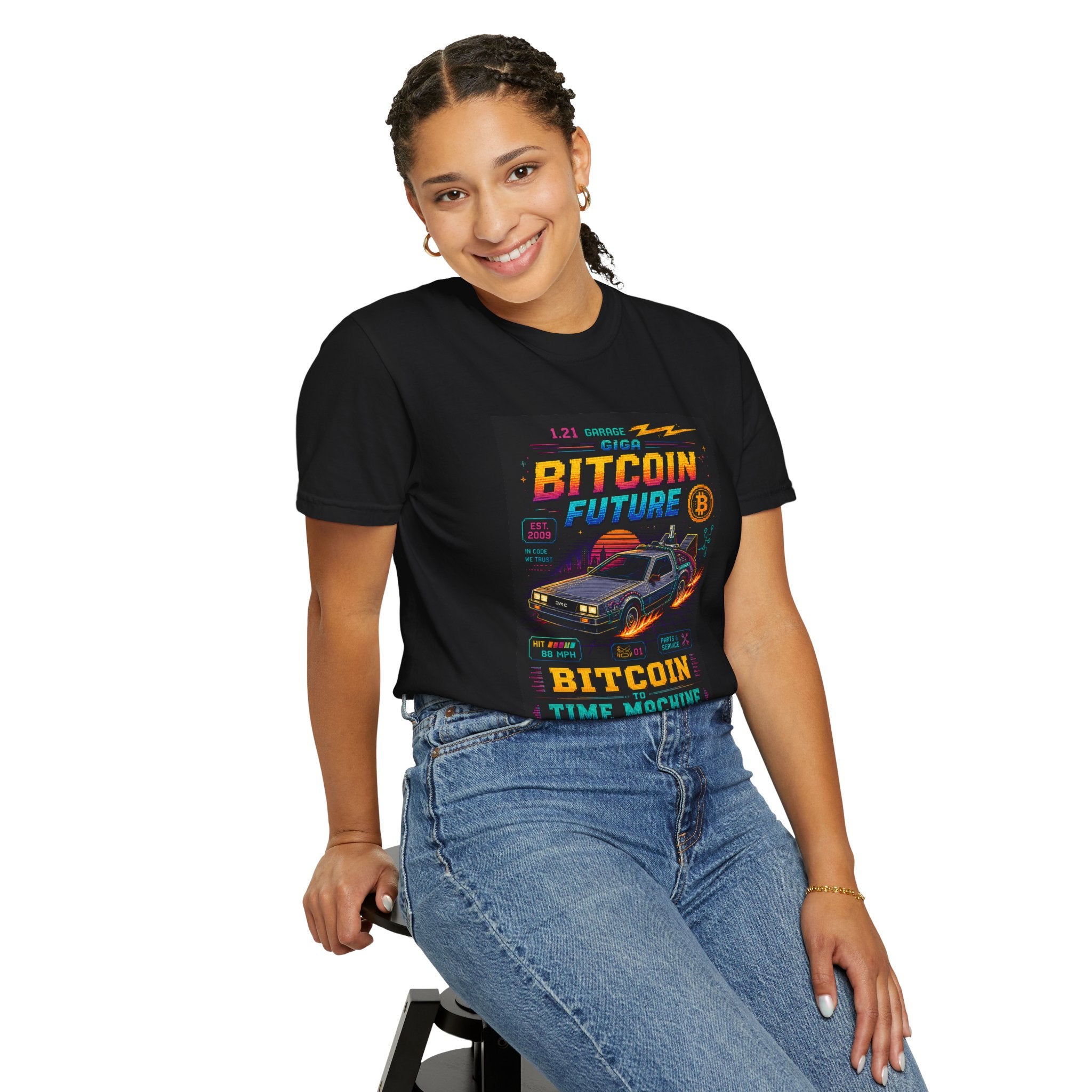 Bitcoin Time Machine T-Shirt — Retro Future Crypto Graphic Tee