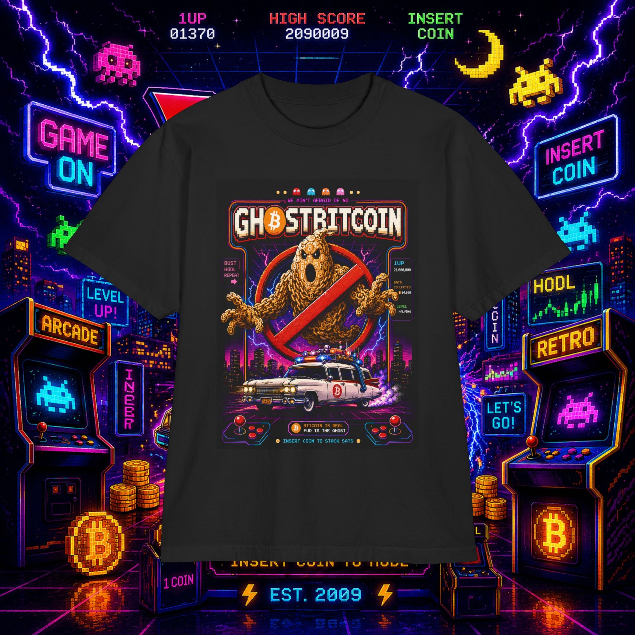 Ghost Bitcoin Graphic T-Shirt — Retro Horror Crypto Tee