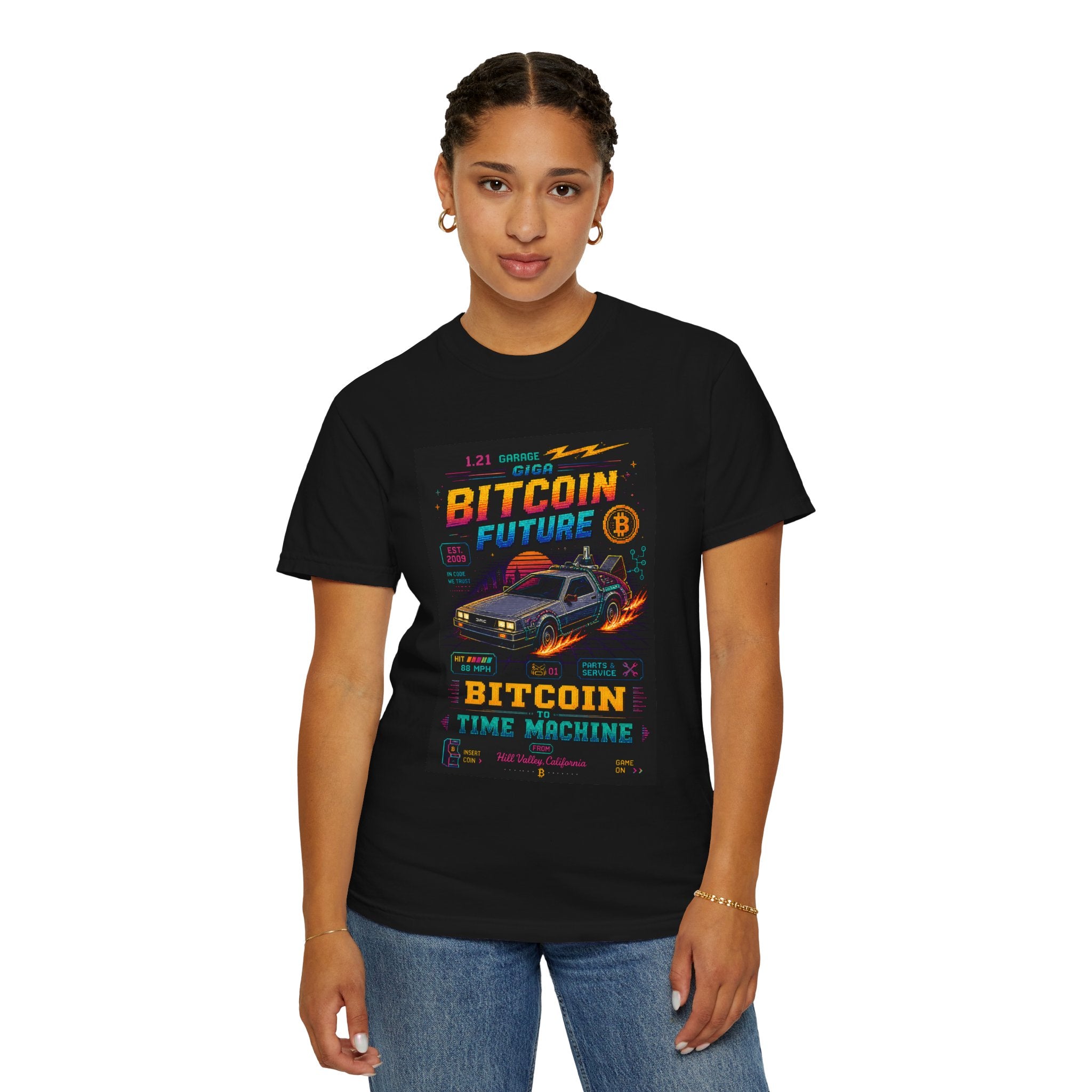 Bitcoin Time Machine T-Shirt — Retro Future Crypto Graphic Tee