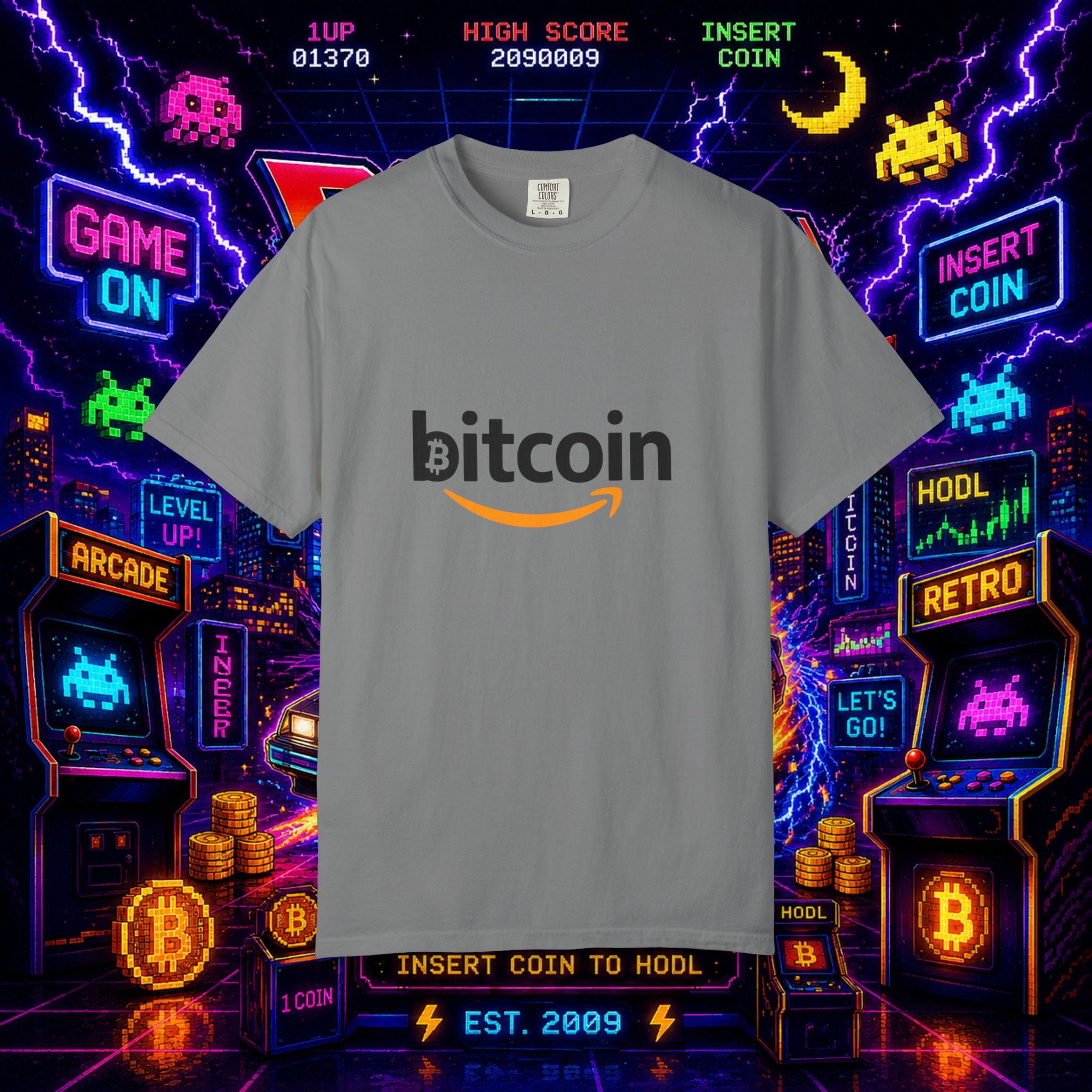 Bitcoin Logo T-Shirt — Crypto Amazon Parody Tee