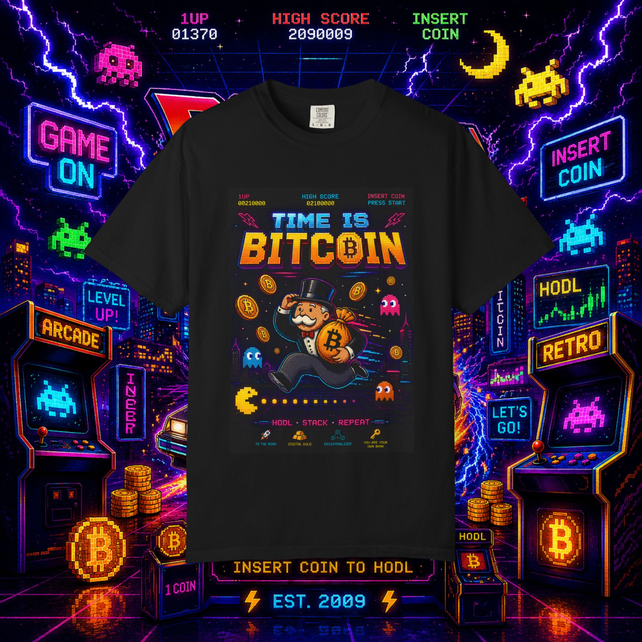 Time Is Bitcoin Retro Arcade T-Shirt