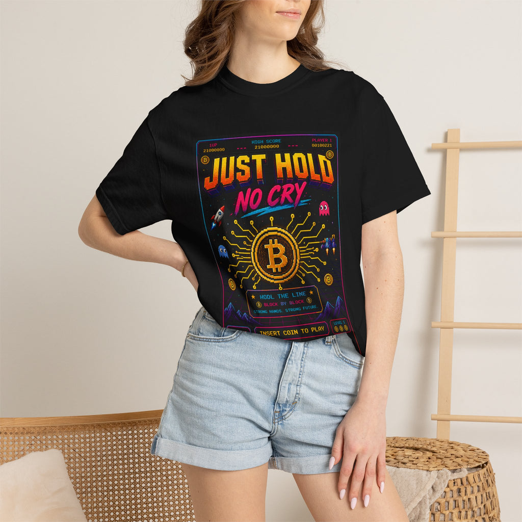 Bitcoin 'Just Hold No Cry' Vintage Arcade T-Shirt