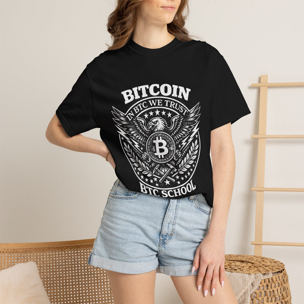 Bitcoin BTC School T‑Shirt — In BTC We Trust Graphic Tee